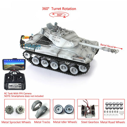 Henglong 1/16 Customized RC Tank Model 3839 Walker Bulldog RTR Tank Model w/ 360 Degrees Rotating Turret FPV Phone Holder Sound Effect