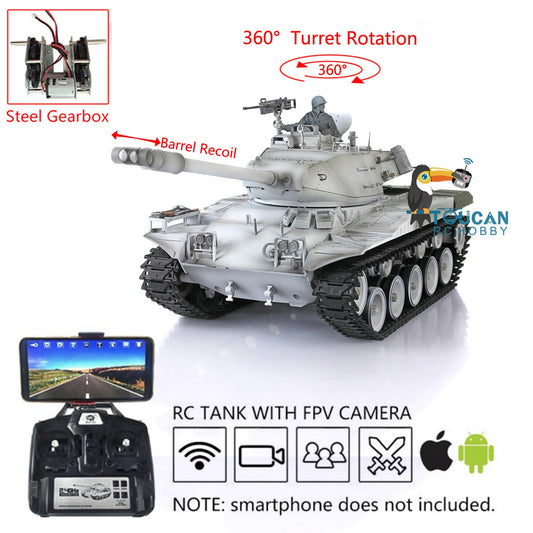 Henglong 1/16 RC Tank Model Plastic Walker Bulldog 3839 Radio Control Tank Model w/ 360 Degrees Rotating Turret FPV Barrel Recoil