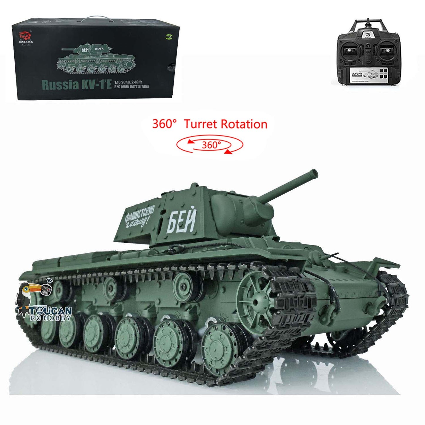 Henglong 1/16 3878 TK7.0 Soviet KV-1 Plastic Remote Control Tank w/ 360 Degrees Rotating Turret BB Shooting Engine Sound RTR Tank