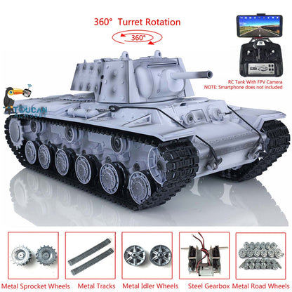 Henglong Radio Control Tank 3878 TK7.0 Soviet KV-1 BB Shooting Tank w/ FPV Metal Tracks Road Wheels Idler Sprocket Wheels 1/16