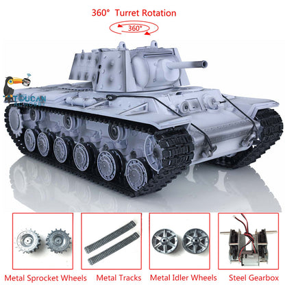 Henglong 1/16 7.0 Upgraded Soviet KV-1 RTR RC Tank Model 3878 W/ 360 Degrees Rotating Turret Metal Idler Sprocket Wheels Engine Sound