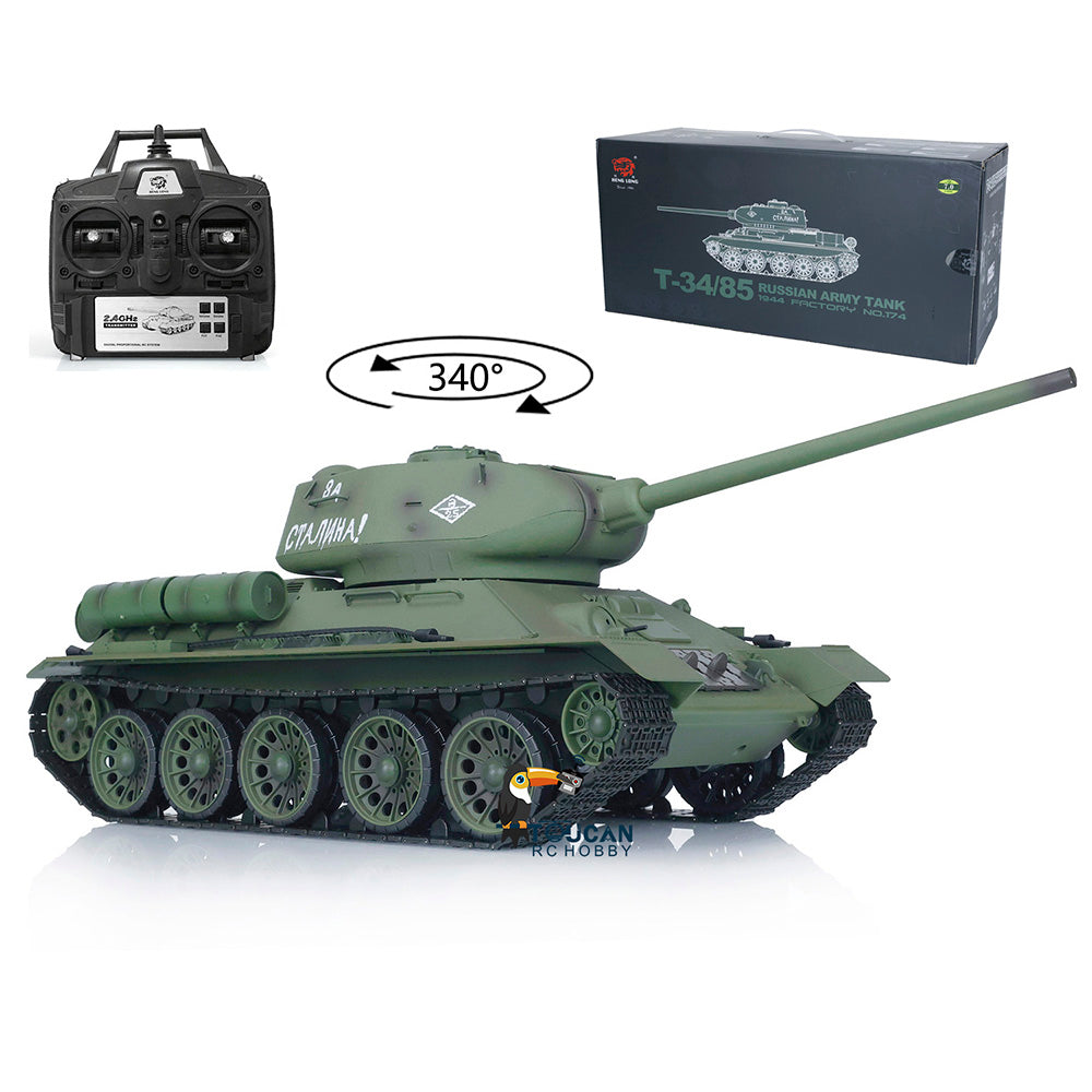 US Warehouse 2.4G 1/16 Scale Henglong 7.0 Plastic Ver 3909 Soviet T34-85 RTR RC Tank Remote Controlled Model W/ Driving Gearbox