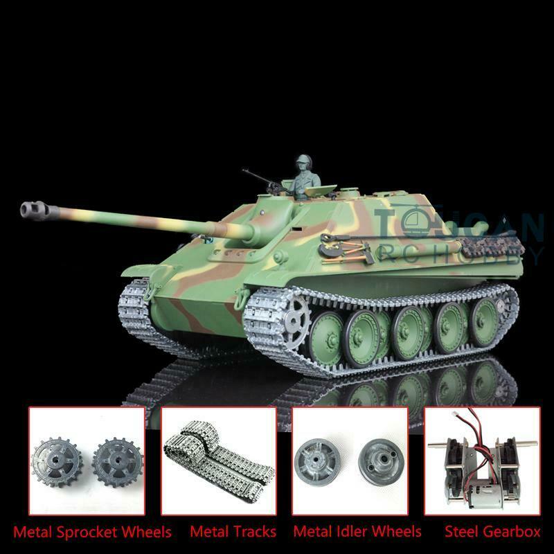 US Warehouse 1:16 Scale Henglong 7.0 German Jadpanther RTR RC Tank 3869 Model Metal Tracks Idlers Sprockets Steel Gearbox Radio System