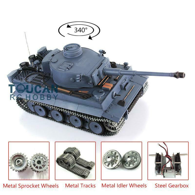 US Warehouse Henglong 1:16 Scale 7.0 German Tiger I RTR RC Tank 340 Degree Turret Metal Tracks Idlers Sprockets 3818 Model Battery Charger